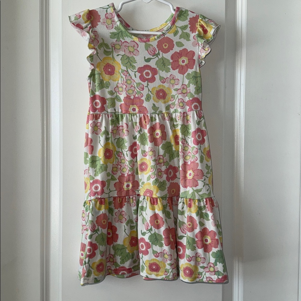 Just Lizzy Floral Dress with Ruffle Sleeves